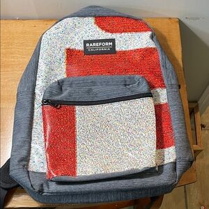 Rareform California Men's Gray & Red Recycled-Style Backpack